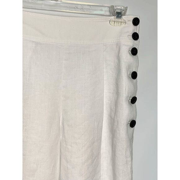 Club Monoco 22" Inseam White Linen Side Button Capri Pant - Picture 3 of 7